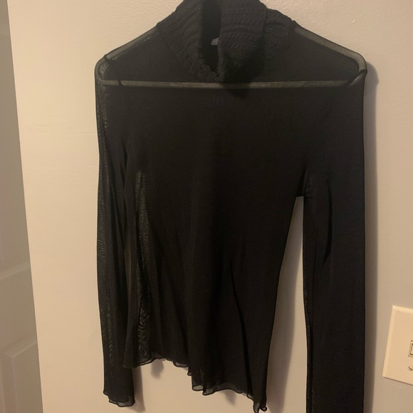 See-through black long-sleeve Zara shirt with sweater turtleneck material - Picture 1 of 7